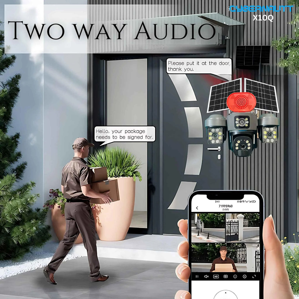 Cybernautt X10Q 4MP+4MP+4MP Triple Lens Full HD Battery Powered & Solar Sim Camera with Human Detection, Motion Detection & 2 Way Audio