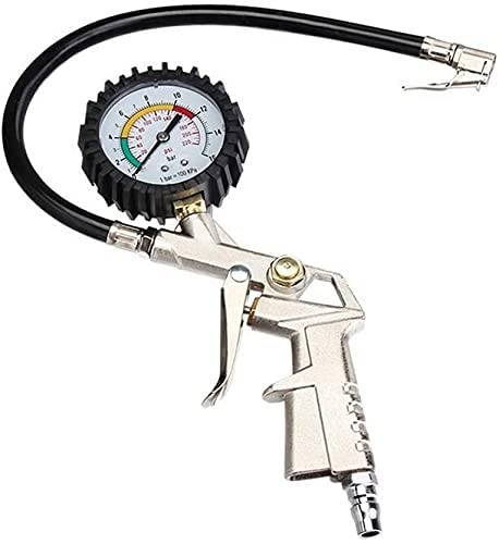 Crevizon 220 PSI Tyre Inflator with Pressure Gauge Air Compressor with Rubber Hose and Quick Connect -Silver Color