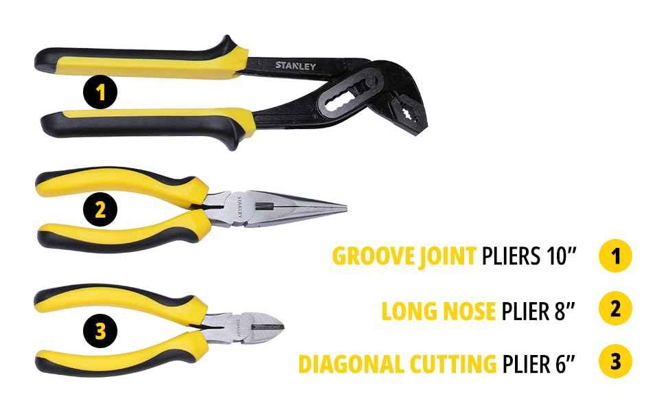 STANLEY STMT81243 110-Piece High Quality Multi-Toolkit containing Pliers, Spanners, Drivers, Sockets, Bits, Wrenches & Ratchets for Home, DIY & Professional Use, 1 Year Warranty, Yellow & Black