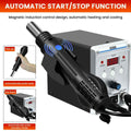 Serplex® 2 in 1 Hot Wind Gun Solder Iron SMD Rework Soldering Station Kit 700W/220V Tabletop Hot Wind Gun Tin Solder Iron Working Station Adjustable Soldering Station with LCD Digital Display
