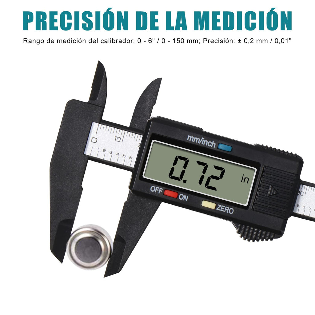 Vinabo Digital Vernier Caliper Classic 150 mm/6 Inches with Large LCD Screen for External, Internal, Depth and Electronic Measuring Tool
