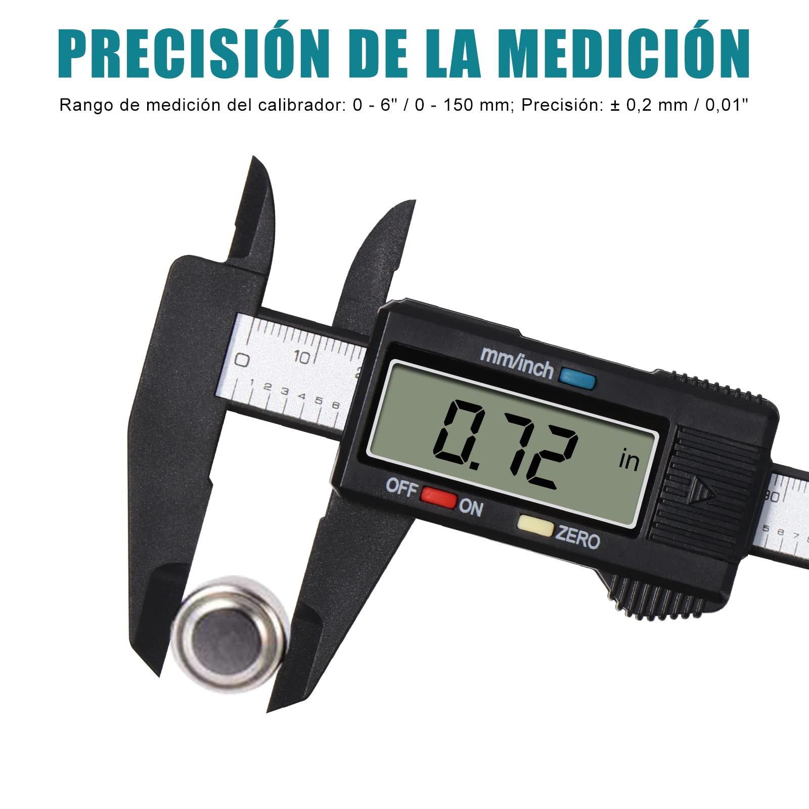 Vinabo Digital Vernier Caliper Classic 150 mm/6 Inches with Large LCD Screen for External, Internal, Depth and Electronic Measuring Tool