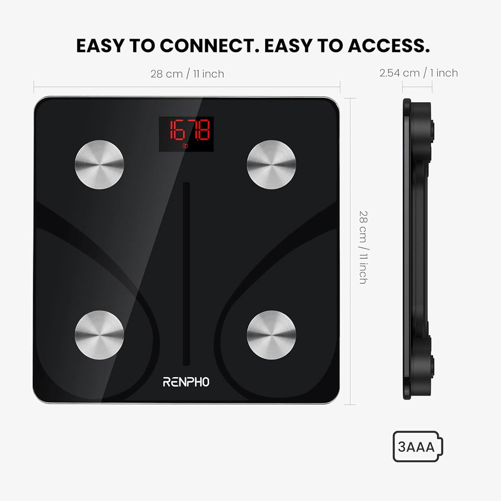 RENPHO BMI Weight Scale & Body Fat Analyzer Machine, Bluetooth Body Composition Scale with APP, 13 Essential Composition Metrics Weighing Machine for Home Health Monitoring (Black)