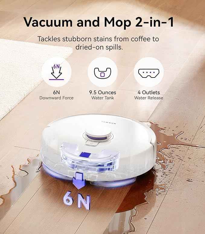 NARWAL Freo X Plus 2-in-1 Robotic Vacuum & Mopping, 7800Pa Suction, 7 Weeks Storage, Zero Tangle Brush, 5200mAh Battery, 3D Mapping, Google Home, Alexa, Siri & App Compatible, 254 Mins