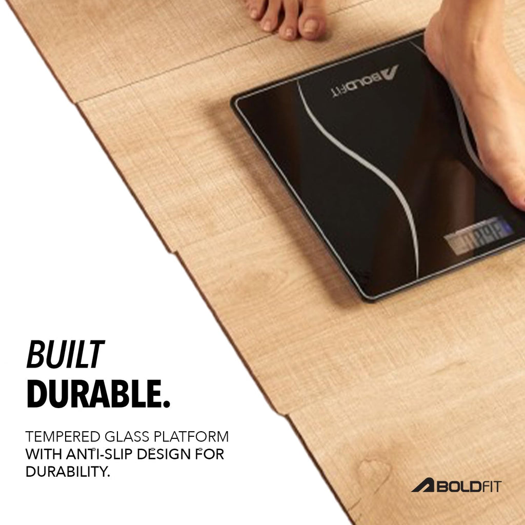 Boldfit Weight Machine for Home Digital Weighing Machine for Human Body with LCD Display Max Weight Capacity 180Kgs (Batteries Not Included) – Bathroom Scale for Home