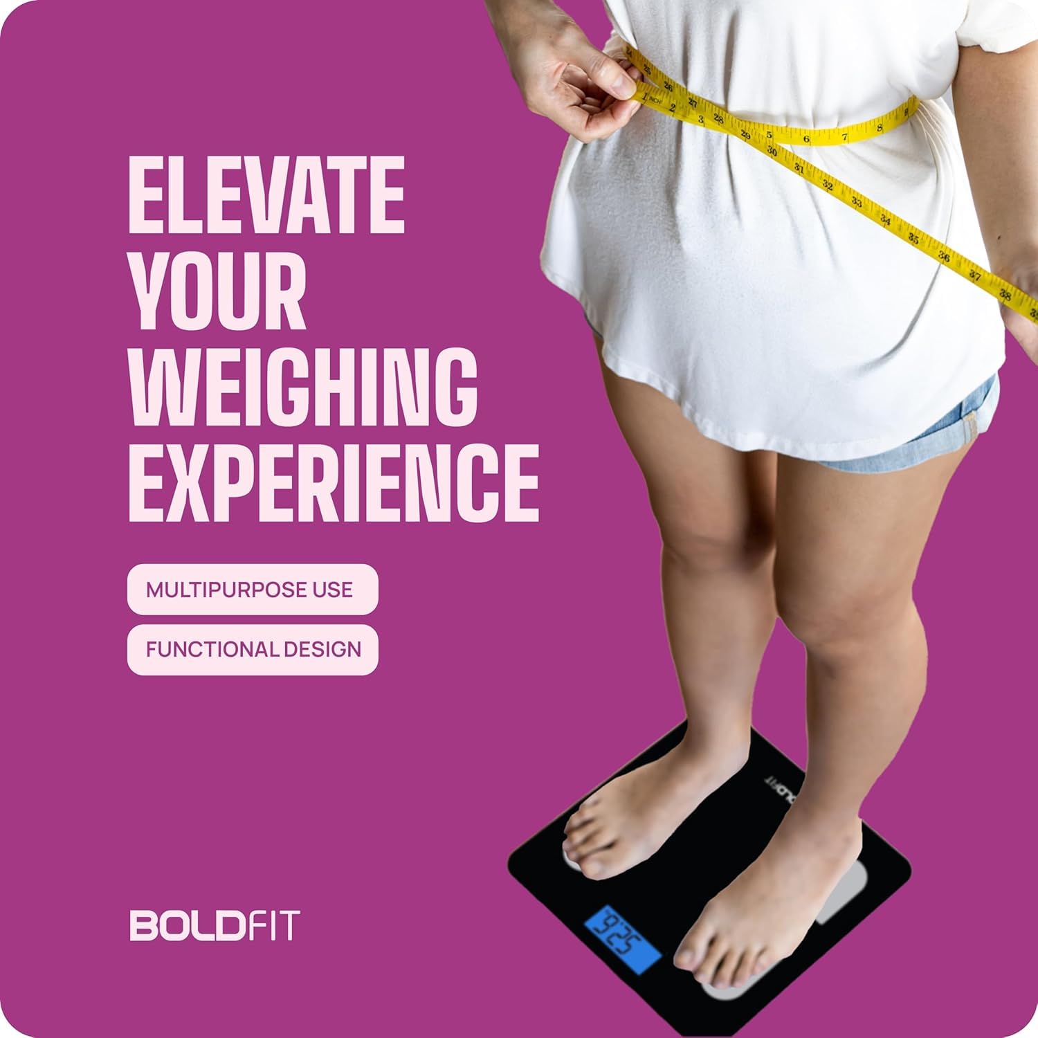 Boldfit Weight Machine for Home Digital Weighing Machine for Human Body with LCD Display Max Weight Capacity 180Kgs (Batteries Not Included) – Bathroom Scale for Home