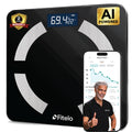 Fitelo Smart BMI Weight Scale | Track 18+ Body Parameters, Body Fat & Muscle Mass | 100+ User Profiles | 2 Yr Warranty | Large Foot Area | Free App Sync & Health Report Card | For Home & Gym Fitness