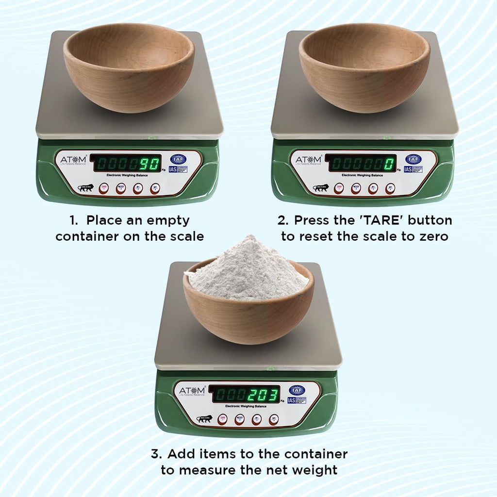 ATOM ALISTON K1 Series Digital Kitchen Weighing Scale 10 kg, Electronic Weight Machine with LCD Display for Baking, Cooking, Food & Diet, SF-400/A121. 6Months Warranty (Colour May Vary)