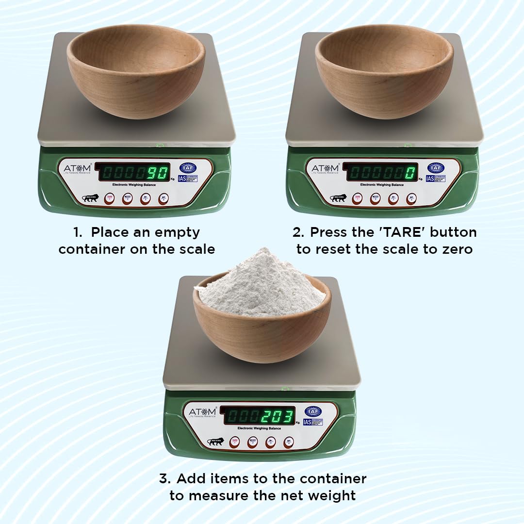 ATOM ALISTON K1 Series Digital Kitchen Weighing Scale 10 kg, Electronic Weight Machine with LCD Display for Baking, Cooking, Food & Diet, SF-400/A121. 6Months Warranty (Colour May Vary)