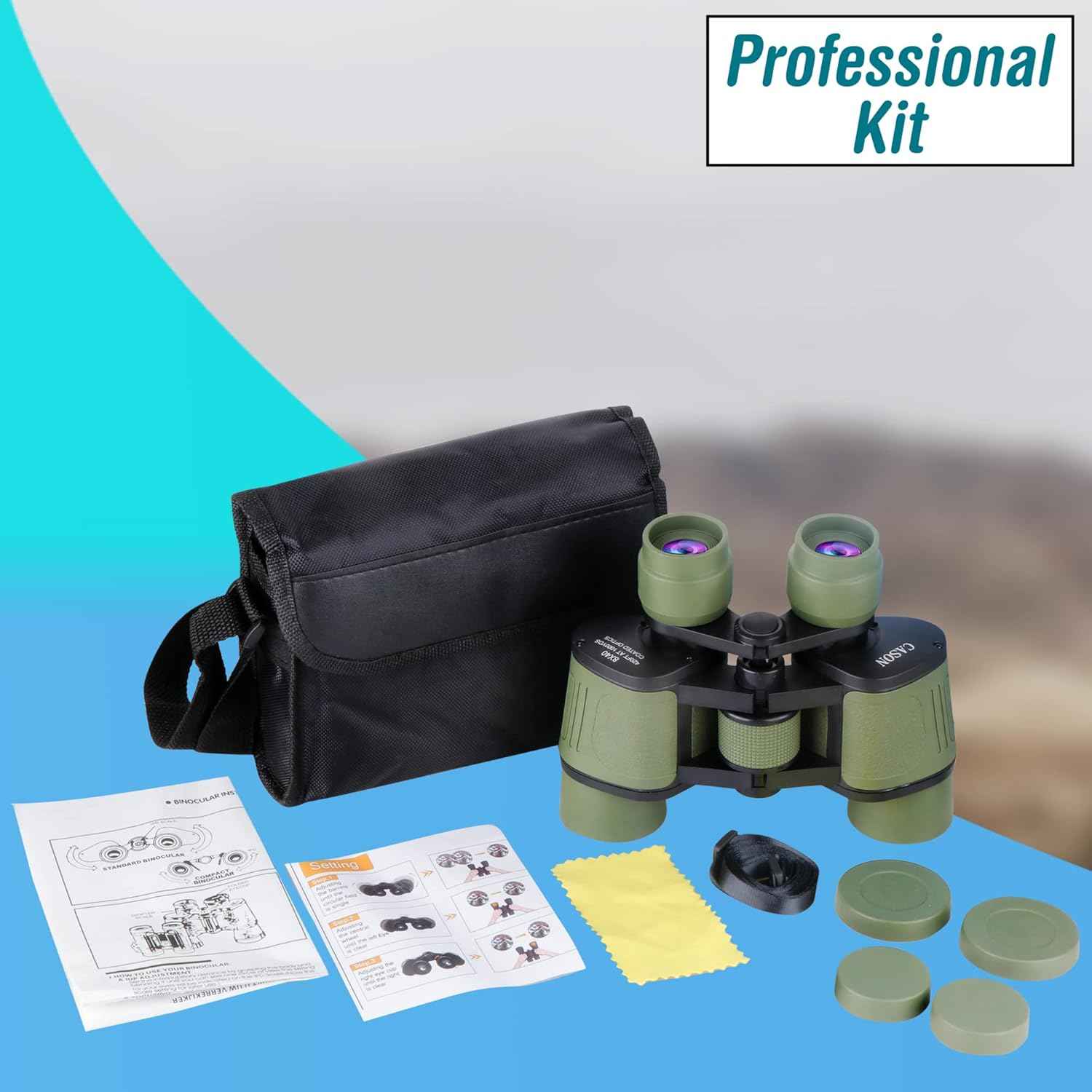 CASON (DEVICE OF C) Professional Telescope Binoculars with Pouch, 8 X 40 HD Vision 8 X Zoom for Adults Long Distance Bird Watching, Sightseeing Wildlife Trekking - Green