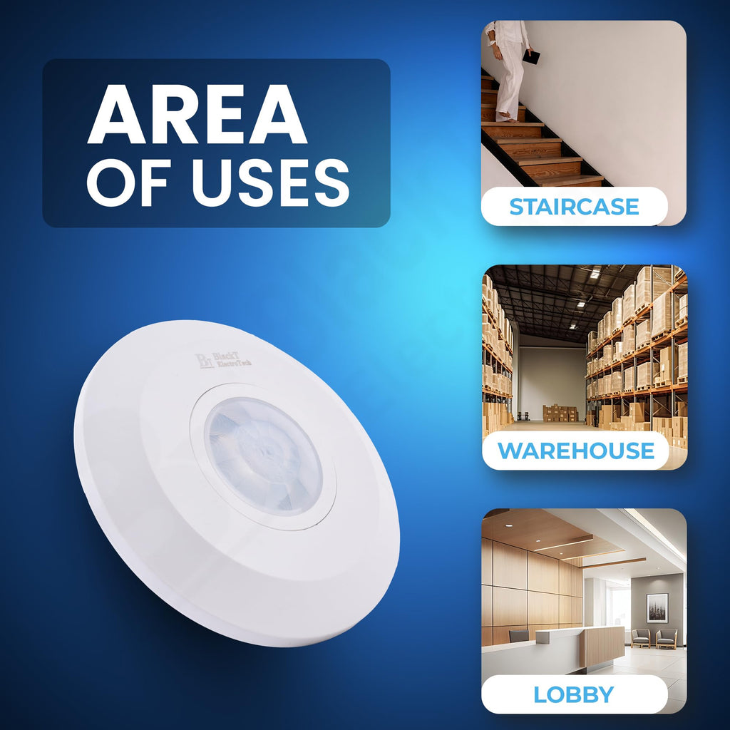 Blackt Electrotech BT31C : PIR Motion Sensor Ceiling Mounted White Round Shape (2-Year Warranty) (Regular)