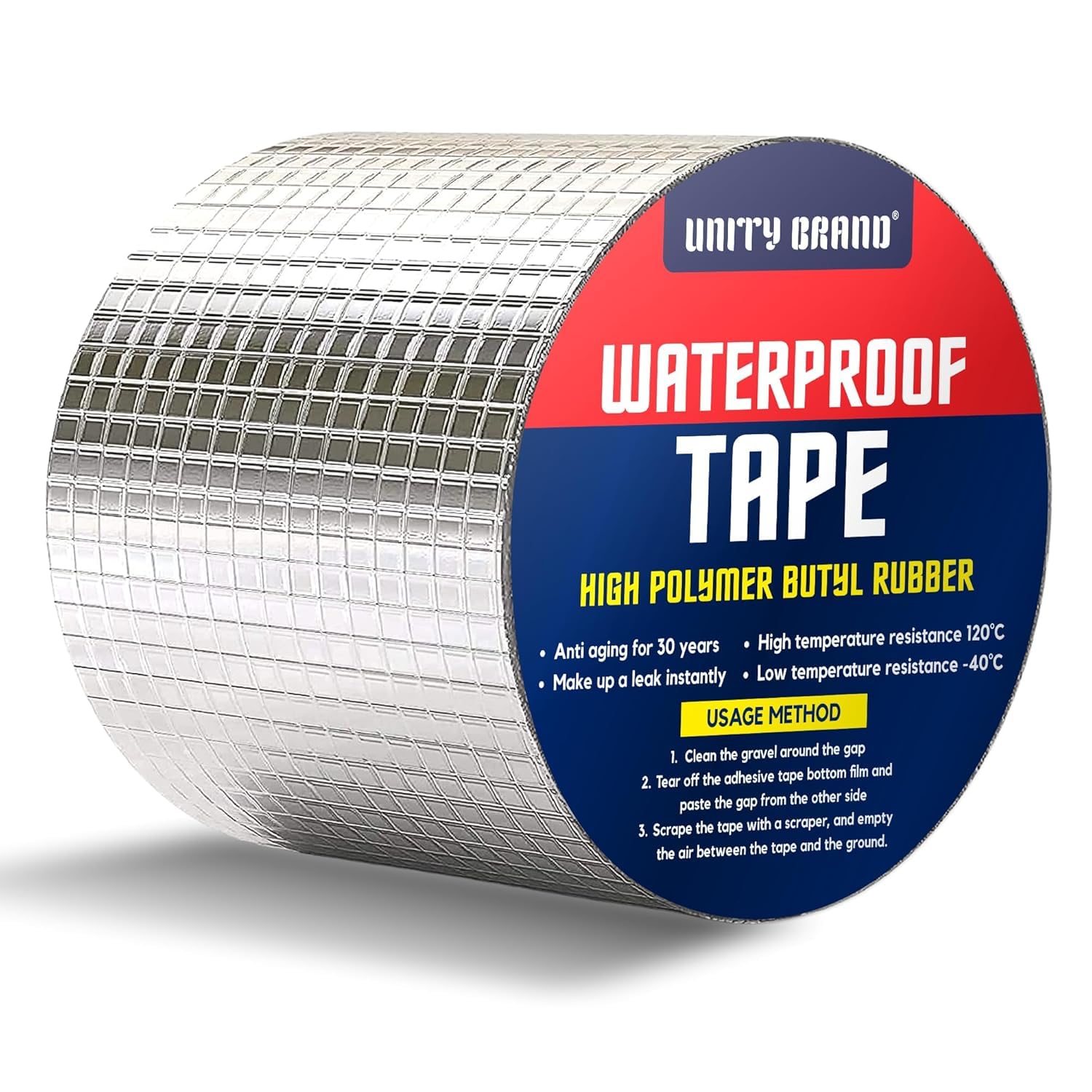 Super Strong Adhesive Waterproof tape Permanent Repair Roof Water Leakage Solution Rubber Foil Suitable for Roof Leak, surface Crack, Window Sill Gap, Boat Sealing, Tank Leak (5CM*5M)