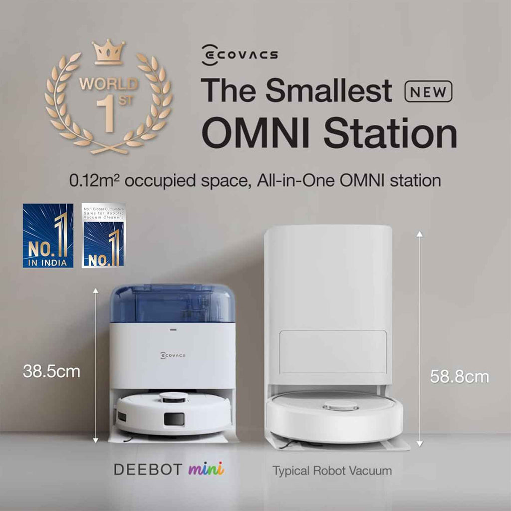 ECOVACS DEEBOT MINI Omni 2 in 1 Robot Vacuum Cleaner & Mop, 2025 New Launch, 9000 Pa, Self-Emptying Omni Station, ZeroTangle 2.0, TrueMapping 2.0, 45℃ Hot Air Dry, Deep Mopping, One-Touch Self-Clean