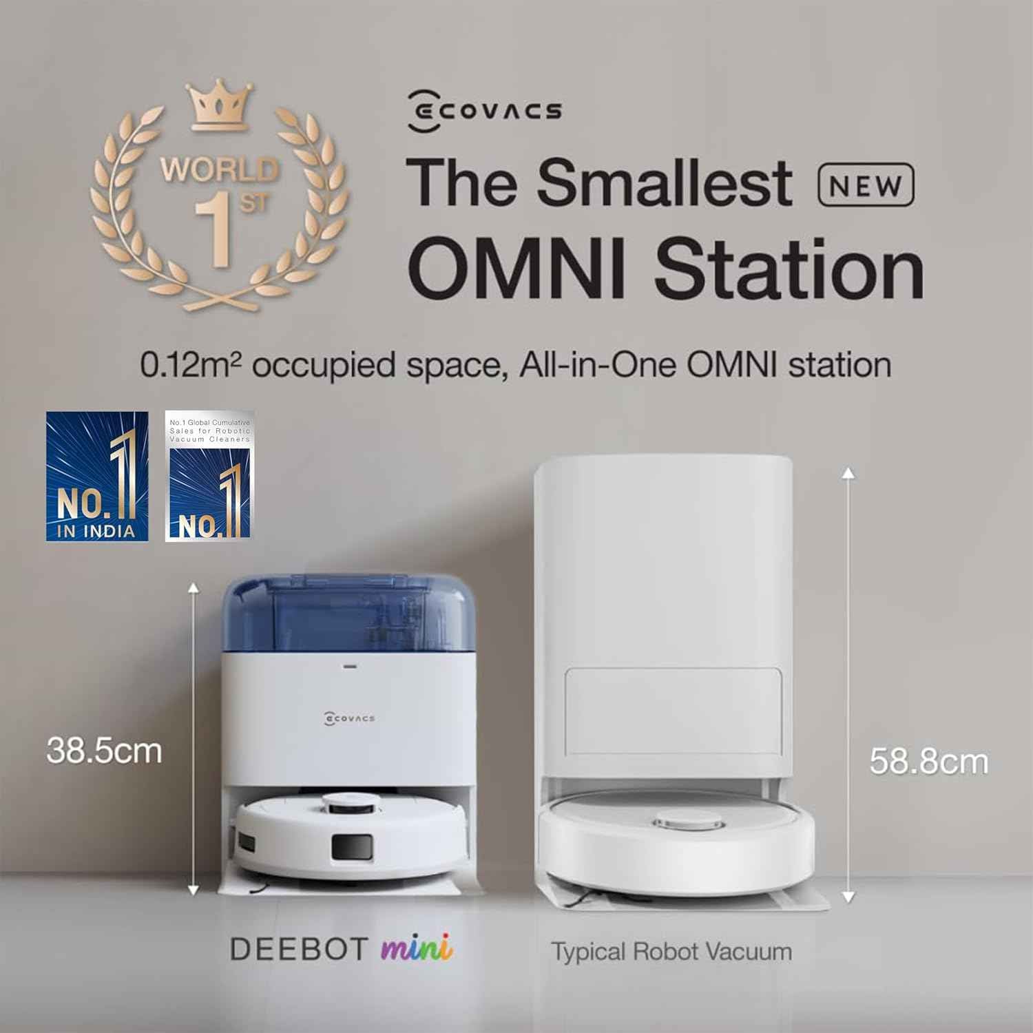 ECOVACS DEEBOT MINI Omni 2 in 1 Robot Vacuum Cleaner & Mop, 2025 New Launch, 9000 Pa, Self-Emptying Omni Station, ZeroTangle 2.0, TrueMapping 2.0, 45℃ Hot Air Dry, Deep Mopping, One-Touch Self-Clean