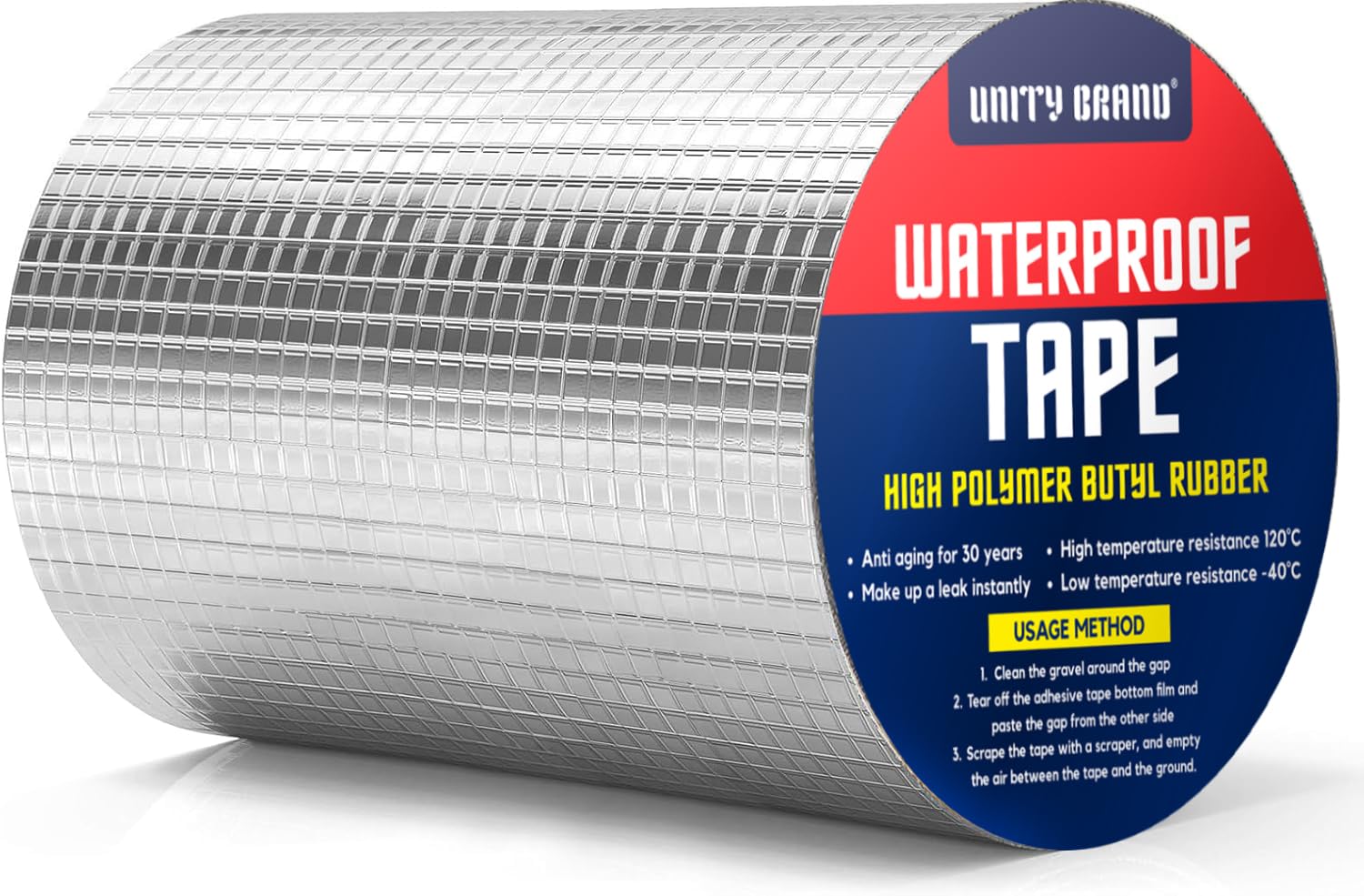 Super Strong Adhesive Waterproof tape Permanent Repair Roof Water Leakage Solution Rubber Foil Suitable for Roof Leak, surface Crack, Window Sill Gap, Boat Sealing, Tank Leak (5CM*5M)