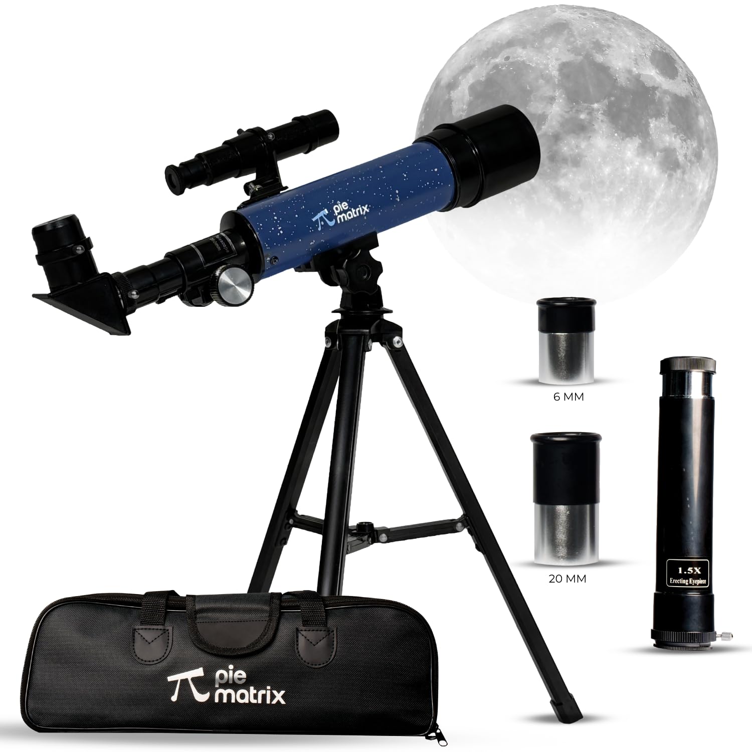 Pie Matrix Neo 50/360 HD Zoom Refractor Telescope – 90x Magnification, 360° Rotating Tripod, Clear Views of Moon & Wildlife, Lightweight Travel Bag – Ideal for Kids & Beginners.
