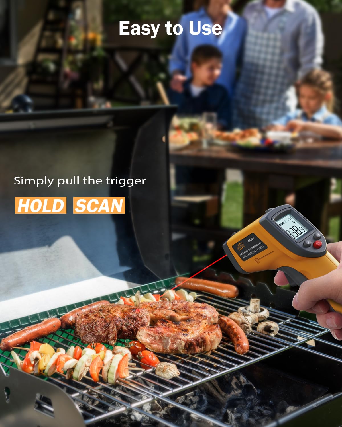 Plastic Infrared Thermometer Gun, Non-Contact Digital Laser Temperature Gun for Kitchen Cooking Food, Grill, Pizza Oven, Candy, Fridge, HVAC
