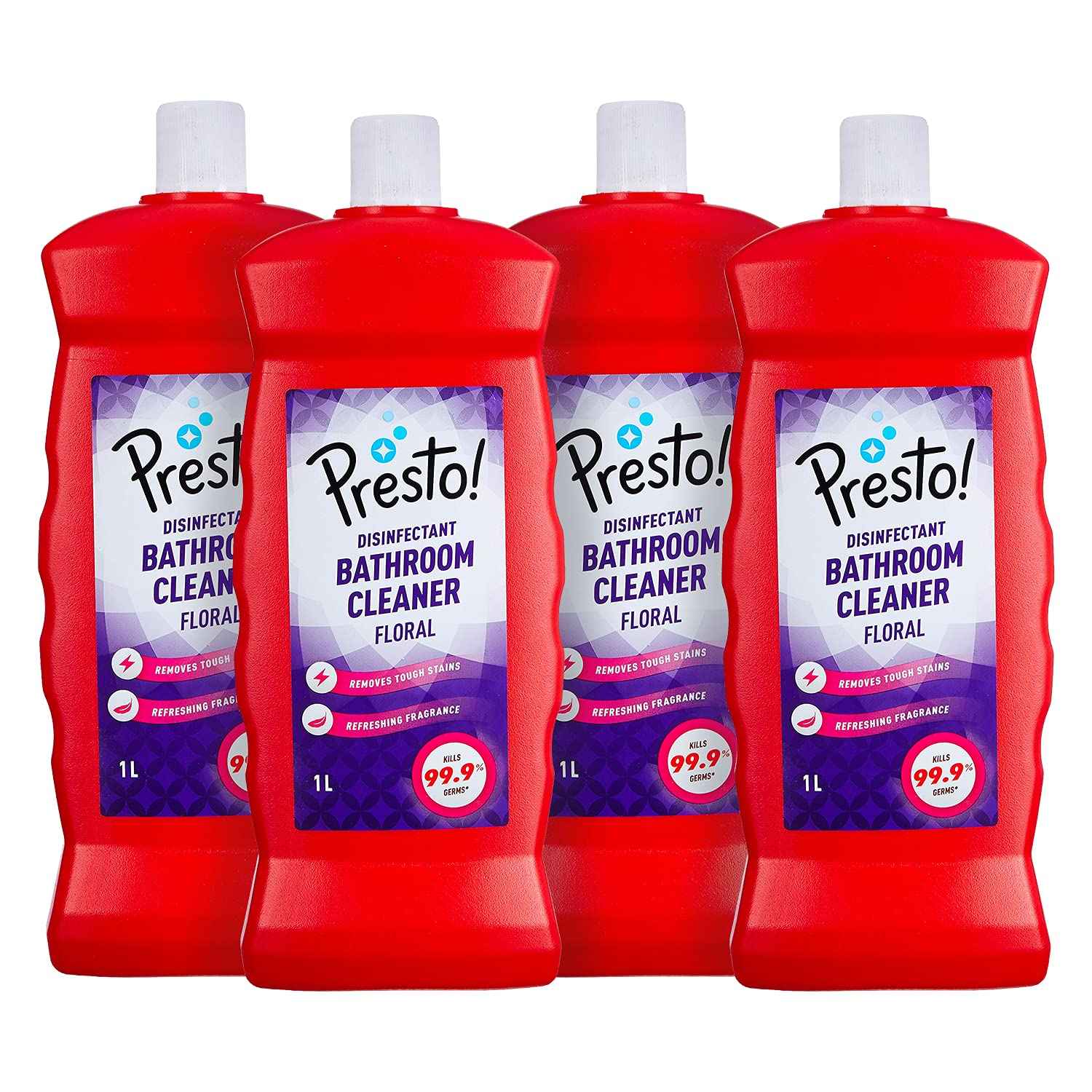 Presto Disinfectant Bathroom Cleaner Liquid | Lemon | 1 Litre | Pack of 1 | Kills 99.99% of Germs | Suitable for Bathroom Floors, Slabs, Tiles, Sinks, Taps