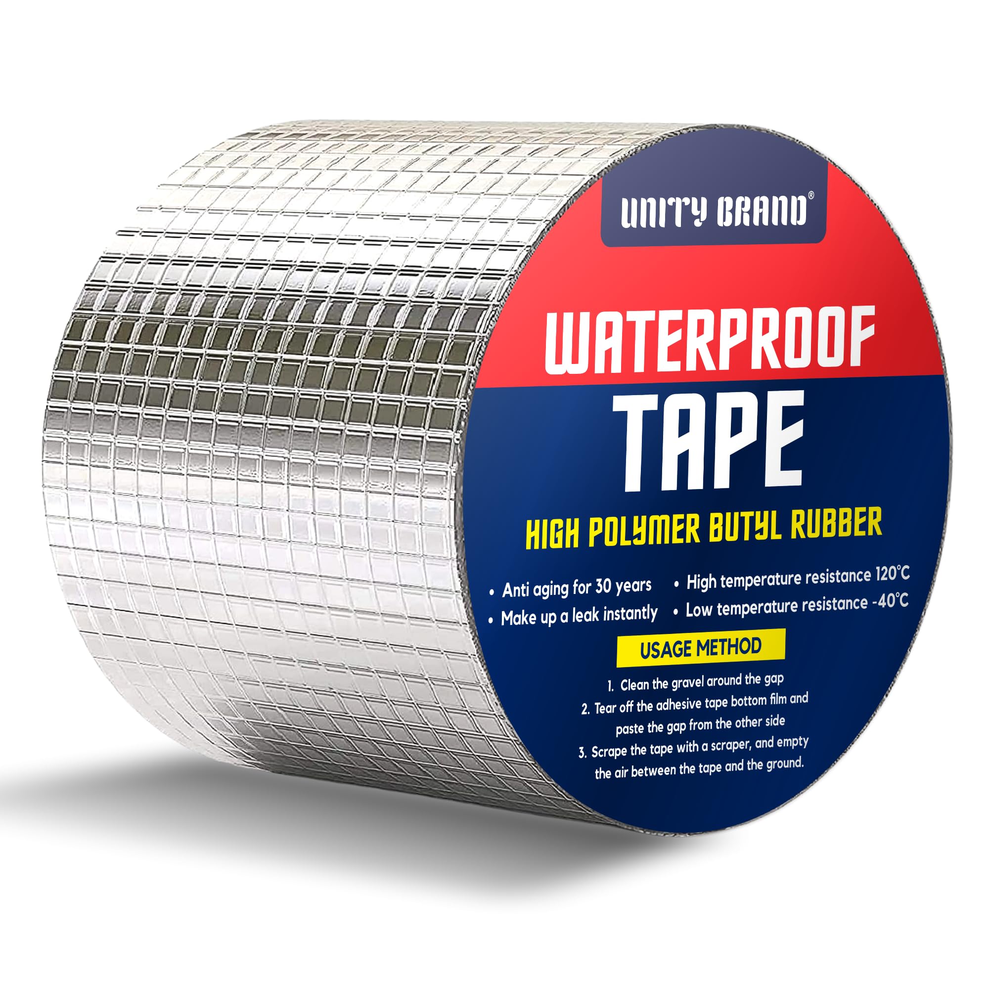 Super Strong Adhesive Waterproof tape Permanent Repair Roof Water Leakage Solution Rubber Foil Suitable for Roof Leak, surface Crack, Window Sill Gap, Boat Sealing, Tank Leak (5CM*5M)