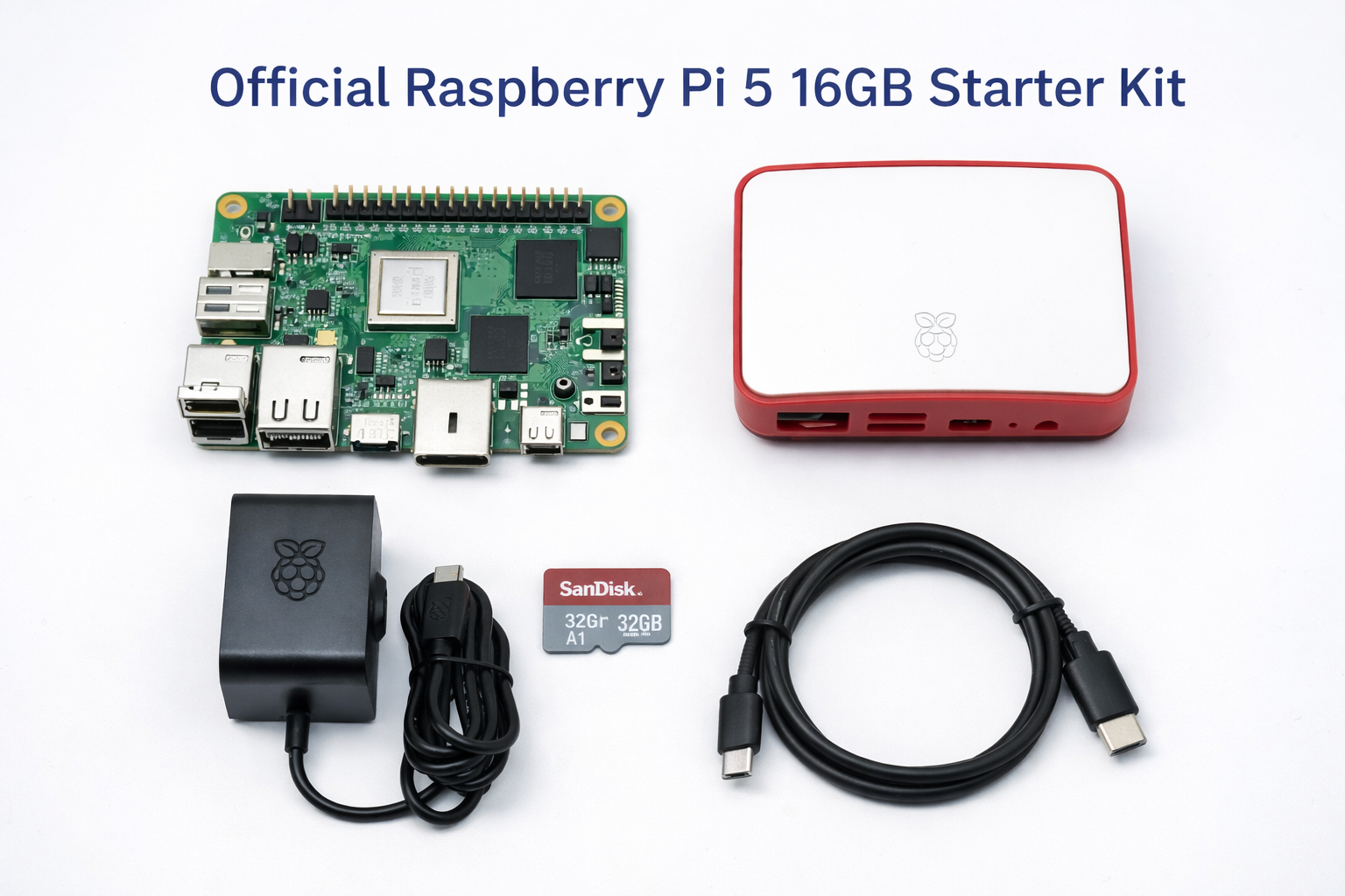 Official Raspberry Pi 5 16GB Starter Kit – Case, Power Supply & microSD Included