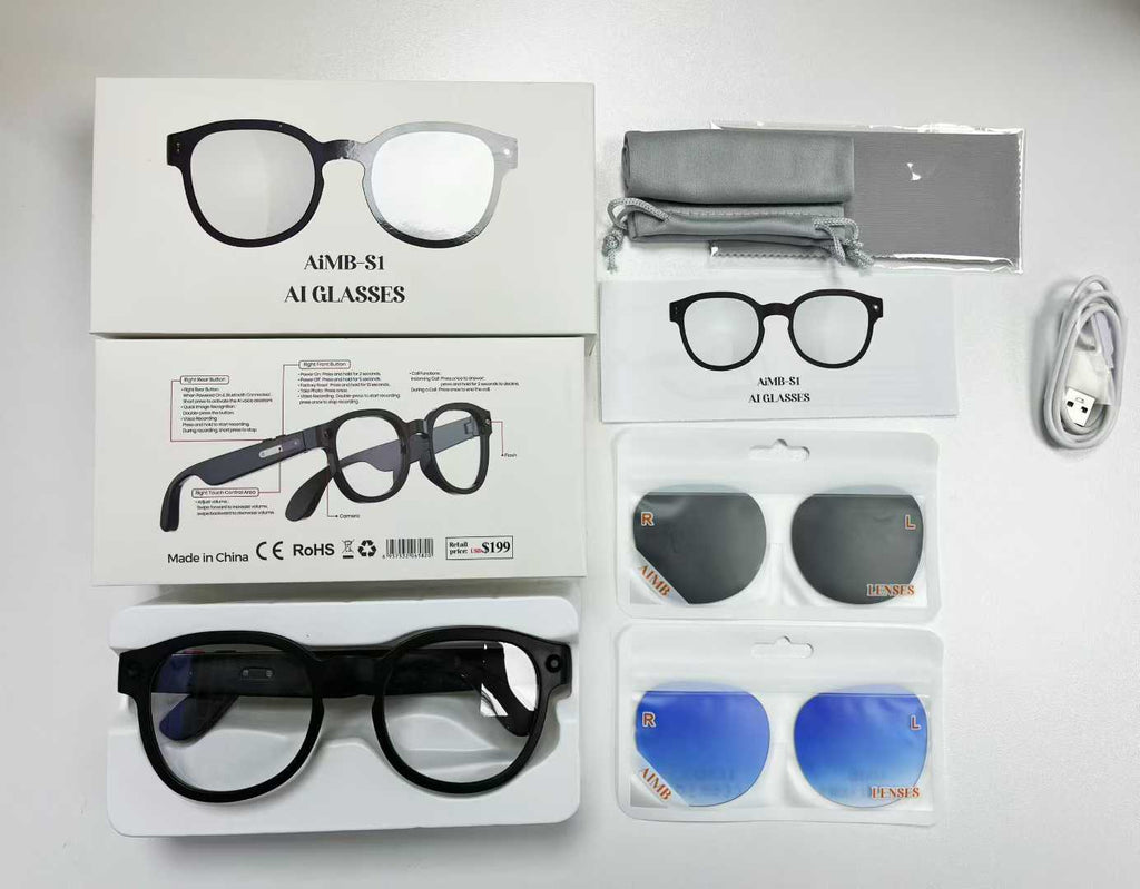 AIMB-S1 AI Smart Glasses with Camera Anti-shake 1080P Video/Audio Translation YB