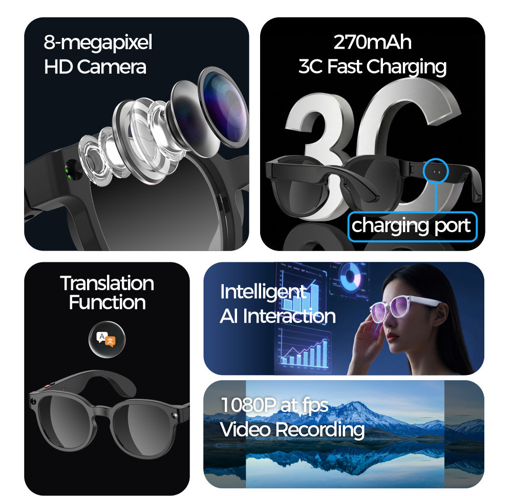 AIMB-S1 AI Smart Glasses with Camera Anti-shake 1080P Video/Audio Translation YB