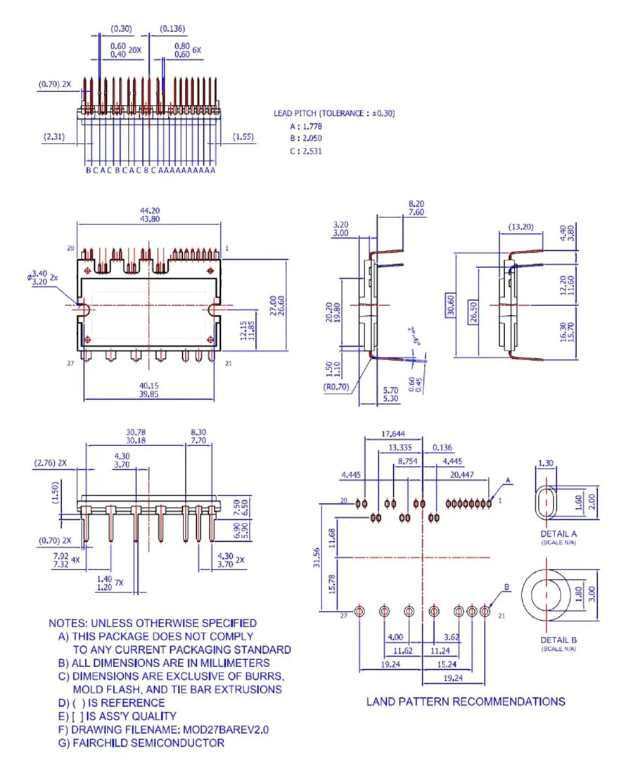 ONSEMI FNB33060T Intelligent Power Module (IPM), IGBT, 600 V, 30 A, 2.5 kV, SPM27-RA, SPM3