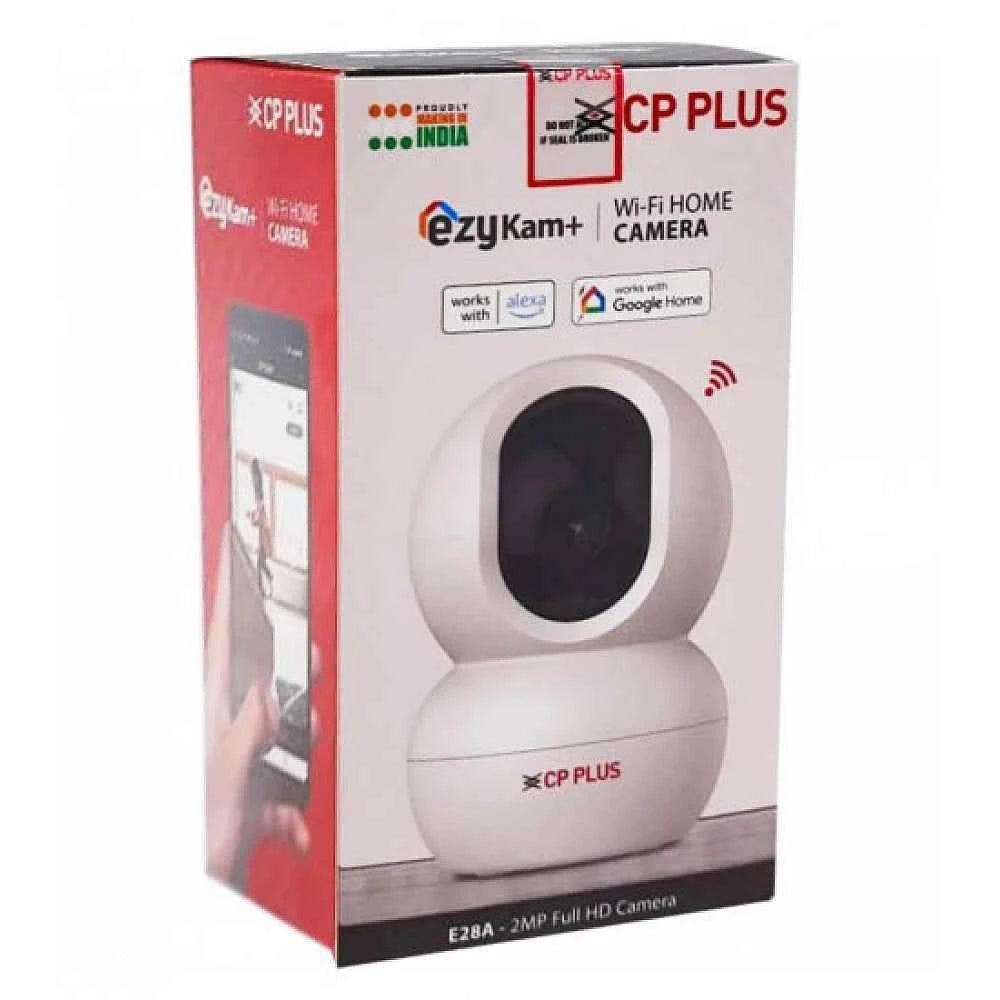 CP Plus CP-E28A 2MP Full HD Wi-Fi CCTV Camera | 360°View PT Camera | Motion Tracking | Cloud Monitoring | 2-Way Talk, Night Vision| Support SD Card (Up to 256 GB) | Privacy Mode